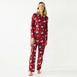 Licensed Character Disney's Mickey Mouse Women's Jammies For Your Families® "Holiday Party Mickey" Print Pajama Set