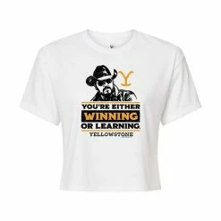 Licensed Character Juniors' Yellowstone "Winning Or Learning" Cropped Graphic Tee