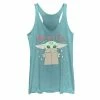 Licensed Character Juniors' Star Wars The Mandalorian The Child Aka Baby Yoda Christmas Merry & Cute Graphic Tank Tahiti Blue