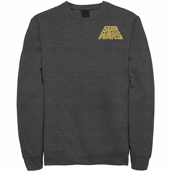 Licensed Character Men's Star Wars Distressed Slant Logo Z2 Sweatshirt Charcoal Heather 5 Licensed Character Men's Star Wars Distressed Slant Logo Z2 Sweatshirt Charcoal Heather - Image 3