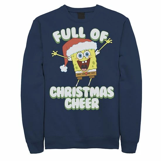 Licensed Character Men's SpongeBob SquarePants Full Of Cheer Sweatshirt Athletic Heather 6 Licensed Character Men's SpongeBob SquarePants Full Of Cheer Sweatshirt Athletic Heather - Image 4