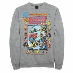 Licensed Character Men's Justice League Crisis On Earth Vintage Cover Sweatshirt Athletic Heather -Licensed Character Shop unnamed file 10085