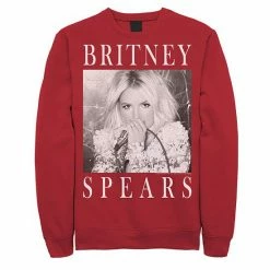 Licensed Character Men's Britney Spears Black & White Portrait Panel Sweatshirt Red
