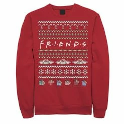 Licensed Character Men's Friends Christmas Ugly Sweater Style Logo Sweatshirt Red -Licensed Character Shop unnamed file 10152