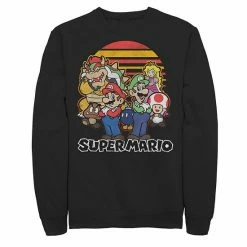Licensed Character Men's Super Mario Retro Sunset Group Shot Sweatshirt