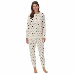 Licensed Character Women's Disney’s Mickey Mouse Long Sleeve Pajama Top & Banded Bottom Pajama Pants Set