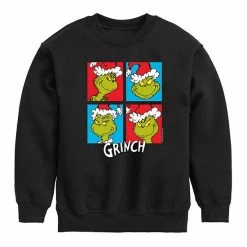 Licensed Character Boys 8-20 Dr. Seuss How The Grinch Stole Christmas Grid Graphic Sweatshirt Black