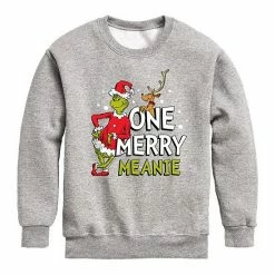 Licensed Character Boys 8-20 Dr. Seuss How The Grinch Stole Christmas Meanie Graphic Sweatshirt Gray -Licensed Character Shop unnamed file 10358