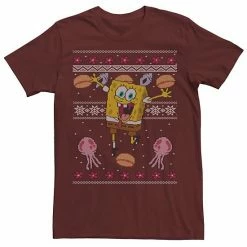 Licensed Character Men's Nickelodeon SpongeBob SquarePants Jellyfish Christmas Tee Red -Licensed Character Shop unnamed file 10427