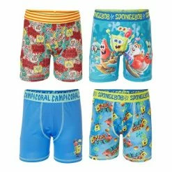 Licensed Character Boys 6-10 SpongeBob SquarePants 4-Pack Athletic Boxer Briefs