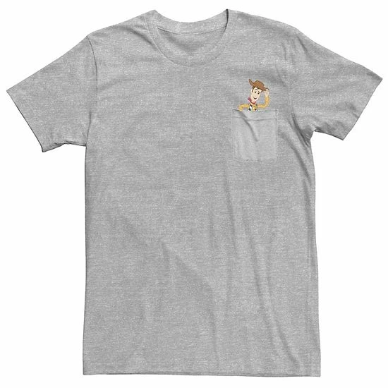 Licensed Character Mens Disney / Pixar Toy Story Woody Faux Pocket Tee Silver 4 Licensed Character Mens Disney / Pixar Toy Story Woody Faux Pocket Tee Silver - Image 2