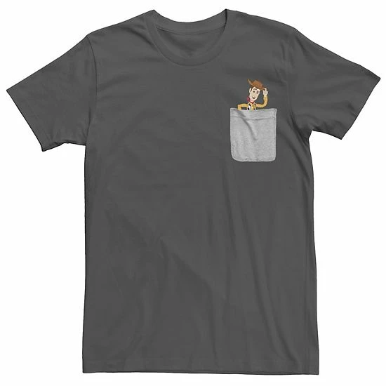 Licensed Character Mens Disney / Pixar Toy Story Woody Faux Pocket Tee Silver 5 Licensed Character Mens Disney / Pixar Toy Story Woody Faux Pocket Tee Silver - Image 3