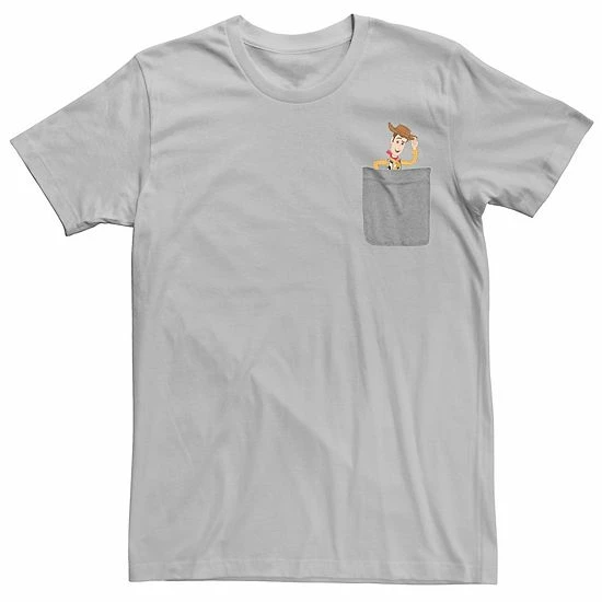 Licensed Character Mens Disney / Pixar Toy Story Woody Faux Pocket Tee Silver 6 Licensed Character Mens Disney / Pixar Toy Story Woody Faux Pocket Tee Silver - Image 4