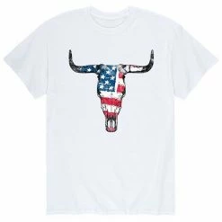 Licensed Character Men's American Flag Steer Skull Tee Athletic Heather -Licensed Character Shop unnamed file 10774