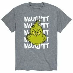 Licensed Character Men's Dr. Seuss The Grinch Naughty Tee Athletic Heather -Licensed Character Shop unnamed file 10817