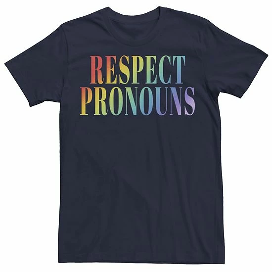 Licensed Character Adult Respect Pronouns Rainbow Tee 3 Licensed Character Adult Respect Pronouns Rainbow Tee