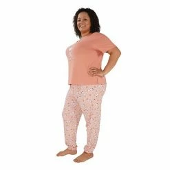 Licensed Character Plus Size Nite Nite By Munki Munki Snoopy Short Sleeve Pajama Top & Pajama Pants Set Daisy Plaid -Licensed Character Shop unnamed file 1087