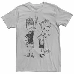 Alternative view of Licensed Character Men's Beavis And Butthead Rock Out Sketch Tee Silver