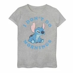 Licensed Character Disney's Lilo & Stitch Girls 7-16 I Don't Do Mornings Graphic Tee