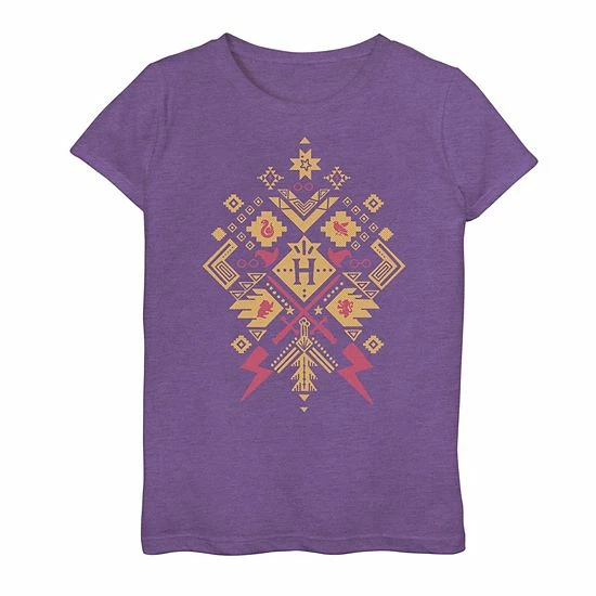 Licensed Character Girls Harry Potter Hogwarts House Geometric Pattern Poster Tee 3 Licensed Character Girls Harry Potter Hogwarts House Geometric Pattern Poster Tee