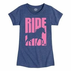 Licensed Character Girls 7-16 Case IH Retro Ride Horse Graphic Tee Blue