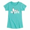 Licensed Character Girls 7-16 Peanuts Nope Not Today Tee Pink