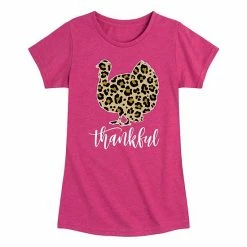 Licensed Character Girls 7-16 Thankful Leopard Turkey Tee