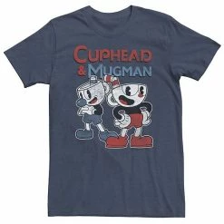 Licensed Character Big & Tall Cuphead & Mugman Dynamic Duo Tee Navy Heather -Licensed Character Shop unnamed file 11154