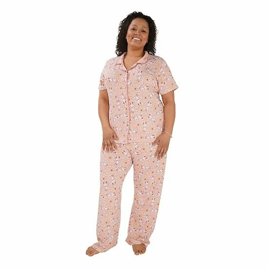 Licensed Character Plus Size Nite Nite By Munki Munki Snoopy Short Sleeve Pajama Shirt & Pajama Pants Set Daisy Plaid 6 Licensed Character Plus Size Nite Nite By Munki Munki Snoopy Short Sleeve Pajama Shirt & Pajama Pants Set Daisy Plaid - Image 4