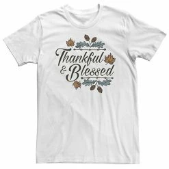 Licensed Character Big & Tall "Thankful & Blessed" Autumn Design Tee White