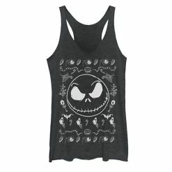Licensed Character Juniors' Disney The Nightmare Before Christmas Jack Spooky Pattern Tank Black