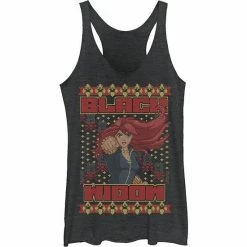 Licensed Character Juniors' Marvel Black Widow Christmas Sweater Poster Tank
