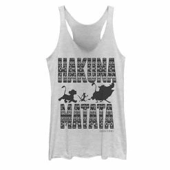 Licensed Character Juniors' Disney's The Lion King Hakuna Matata Tank Top White Heather