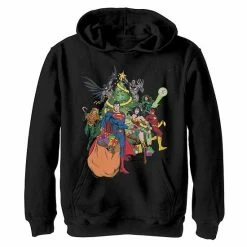 Licensed Character Boys 8-20 DC Comics Justice League Christmas Tree Heroes Group Graphic Hoodie