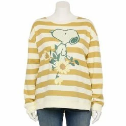 Licensed Character Plus Size Peanuts Snoopy Flower Graphic Sweatshirt