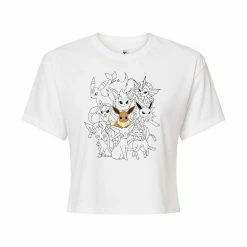 Licensed Character Juniors' Pokémon Eevee Group Evolution Cropped Graphic Tee White