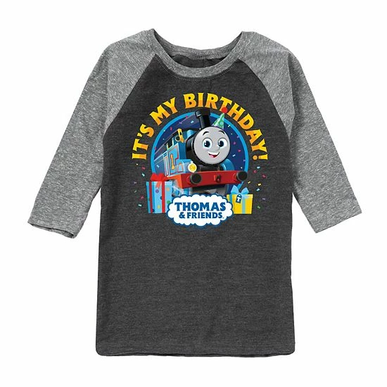 Licensed Character Boys 8-20 Thomas And Friends Birthday Raglan Graphic Tee Gray Black 5 Licensed Character Boys 8-20 Thomas And Friends Birthday Raglan Graphic Tee Gray Black - Image 3