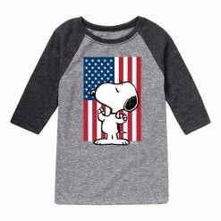 Licensed Character Boys 8-20 Boys Peanuts Snoopy USA Flag Raglan Graphic Tee