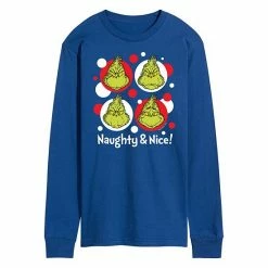 Licensed Character Men's Dr. Seuss Grinch Naughty & Nice Long Sleeve Tee Gray -Licensed Character Shop unnamed file 11631