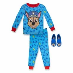 Licensed Character Boys 4-10 Paw Patrol Top, Bottoms & Slippers Pajama Set