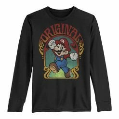 Licensed Character Boys 8-20 Super Mario Original Mario Retro Portrait Long-Sleeve Graphic Tee