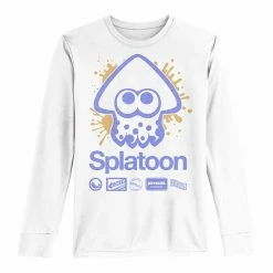 Licensed Character Boys 8-20 Nintendo Splatoon Squid Paint Splat Kanji Team Logos Long-Sleeve Graphic Tee