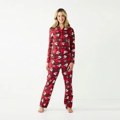 Licensed Character Disney's Mickey Mouse Women's Jammies For Your Families® "Holiday Party Mickey" Print Pajama Set -Licensed Character Shop unnamed file 12