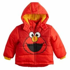 Licensed Character Toddler Boy Sesame Street Elmo Hooded Puffer Coat