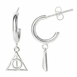 Licensed Character Harry Potter Sign Of The Deathly Hallows Hoop Drop Earrings