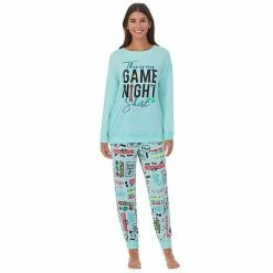 Licensed Character Women's Hasbro Game Night Long Sleeve Pajama Top & Banded Bottom Pajama Pants Set