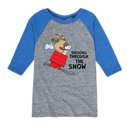 Licensed Character Boys 8-20 Peanuts Dashing Snow Raglan Graphic Tee Gray Blue -Licensed Character Shop unnamed file 12301