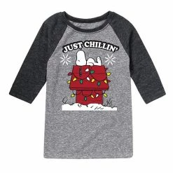 Licensed Character Boys 8-20 Peanuts Chillin' Christmas Raglan Graphic Tee Gray Blue