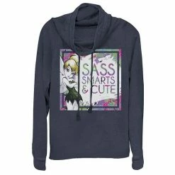 Licensed Character Disney's Tinkerbell Sass, Smarts & Cute Juniors' Cowl Neck Pullover
