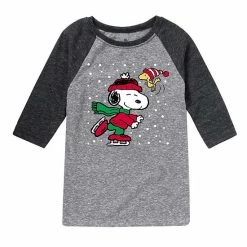 Licensed Character Boys 8-20 Peanuts Snoopy Holiday Raglan